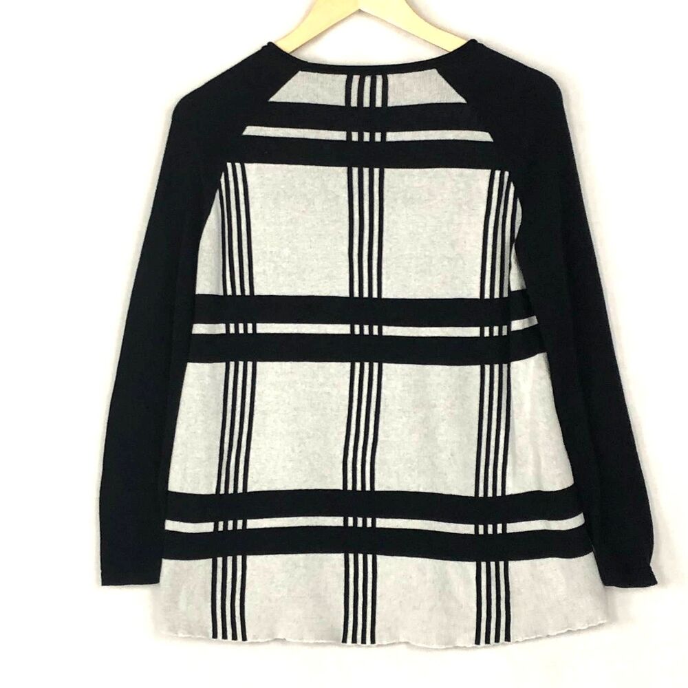TeeBerry & Weave Sweater Juliah Hi-Lo Black Plaid sz S